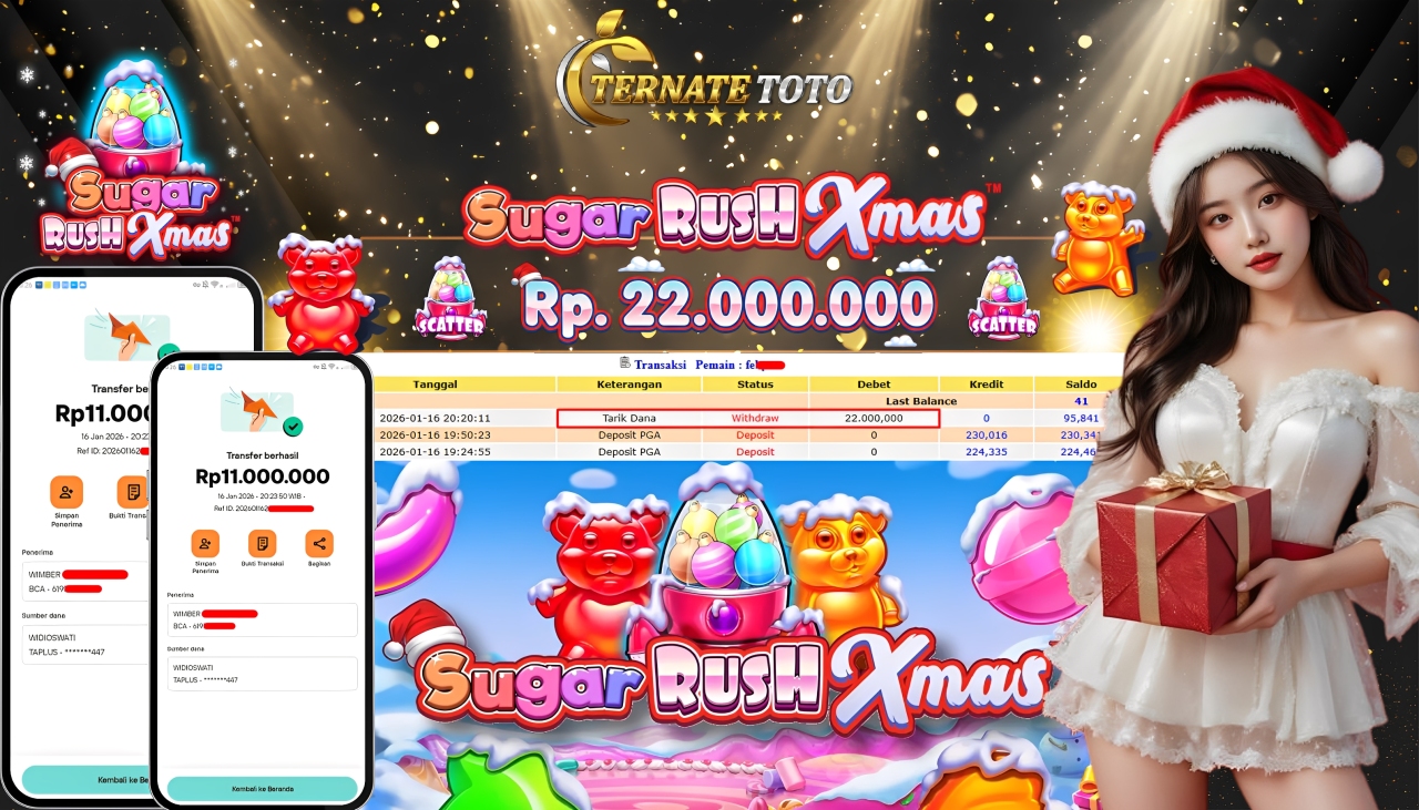 TERNATETOTO - JACKPOT SUGAR RUSH XMAS Rp. 22,000,000,-